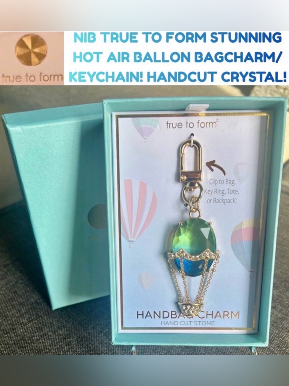 NWT CRYSTAL HOT AIR BALLOON BAG CHARM! HAND CUT CRYSTAL! THIS IS AMAZING!